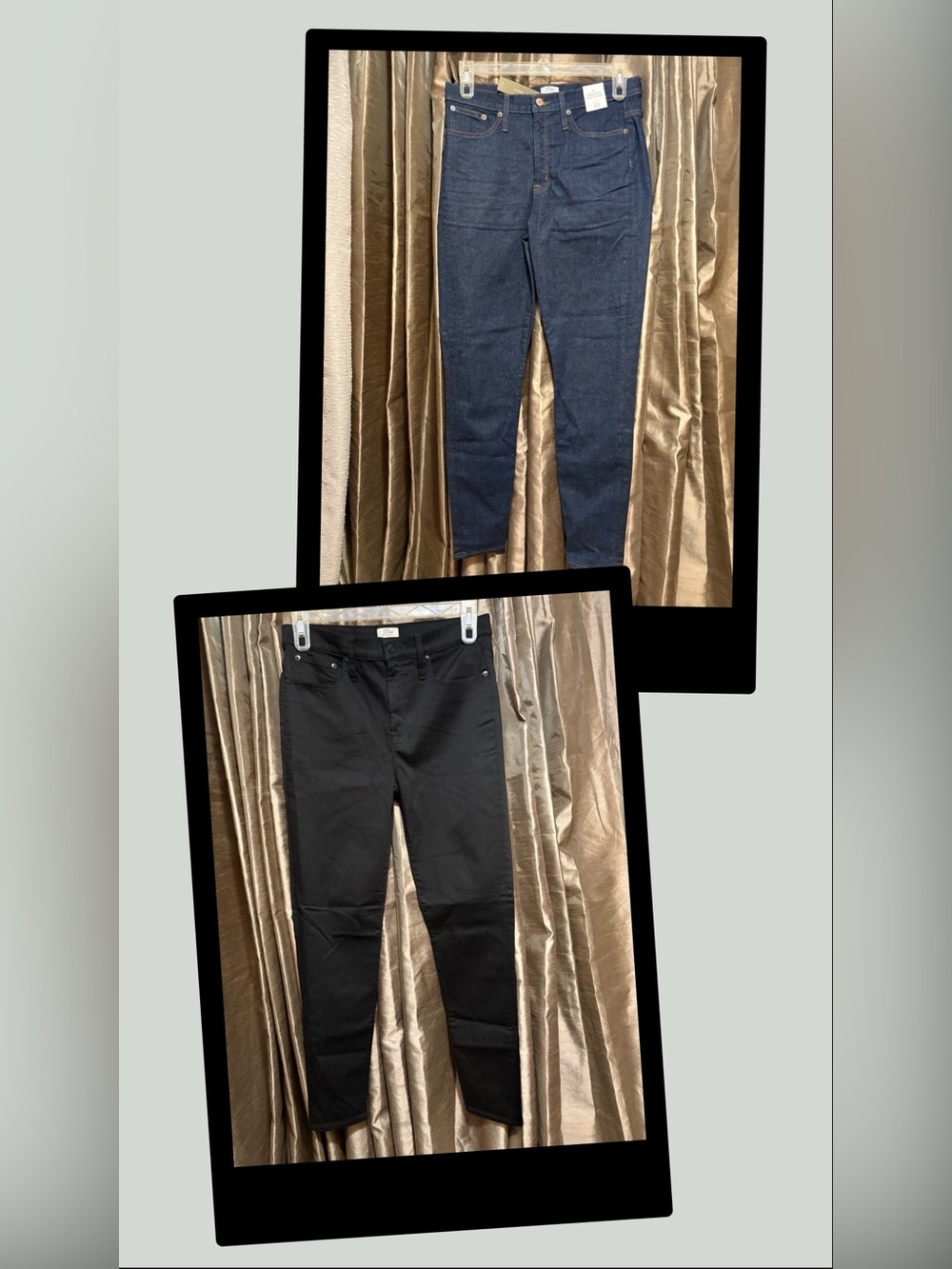 Lot of 2 J. Crew Slim Straight Jeans in Black and in Dark Blue Denim